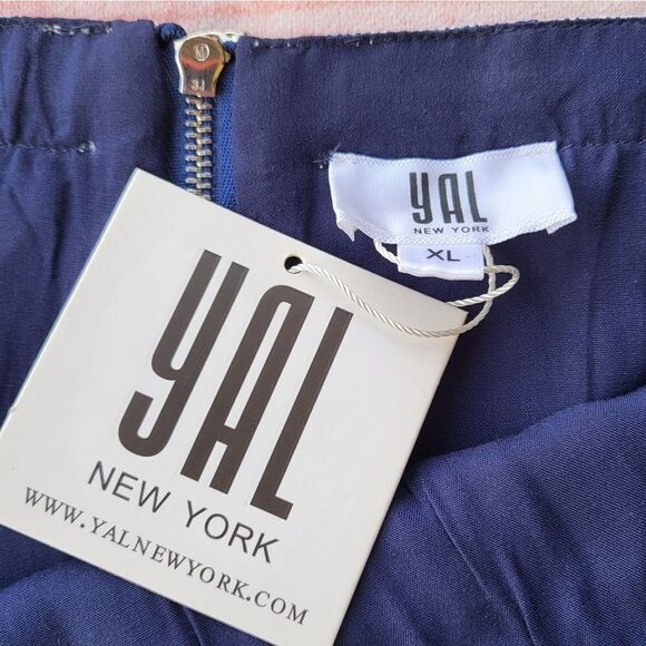NWT Yal New York Blue Micro Check Button-Down Front A-Line Skirt Size XL - Picture 5 of 6